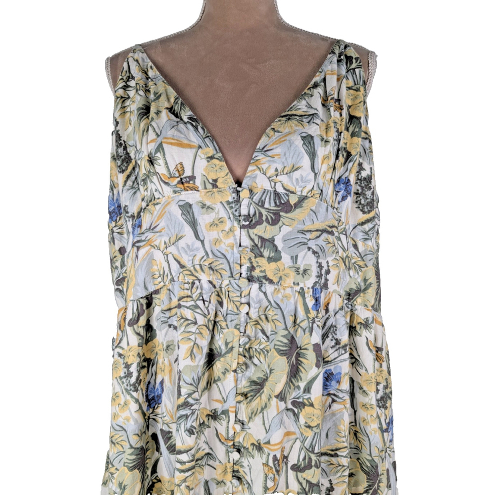 Abercrombie & Fitch Gabriella Linen Maxi Dress XXLP Floral Butterfly Cottagecore - Picture 5 of 13